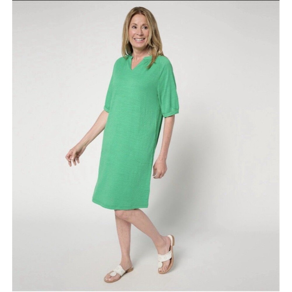 Stan Herman Crepe Knit Elbow Sleeve Halftan Kelly Green Sz 3X